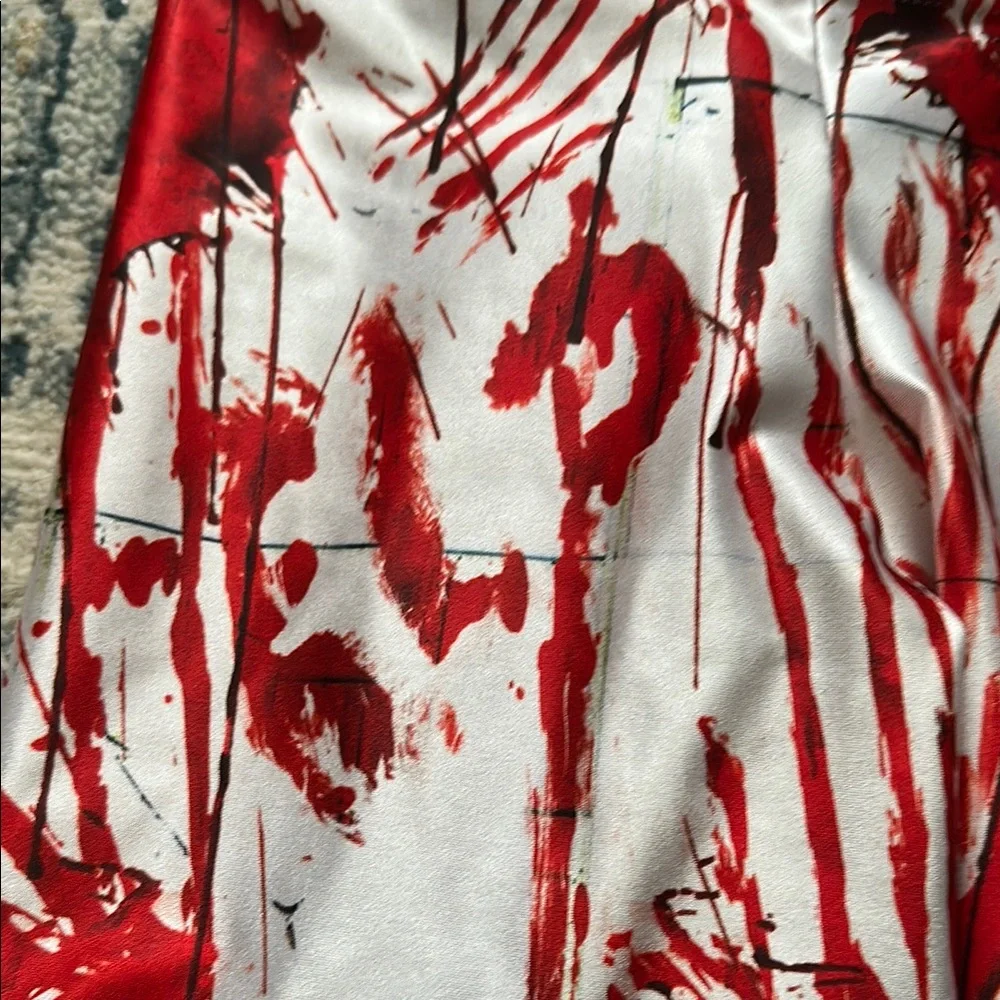 BlackMilk Red and White Graphic Leggings - Picture 3 of 3